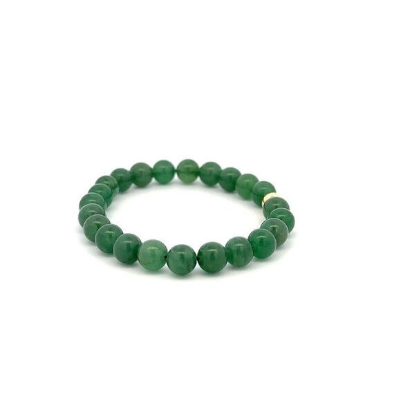 Natural Aventurine Gemstones 6mm Stretchable Bracelet 18k Gold Bead Charm - Picture 3 of 4